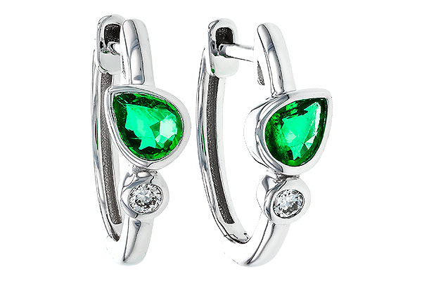 C302-69083: EARRINGS .38 TW EMERALD .44 TGW