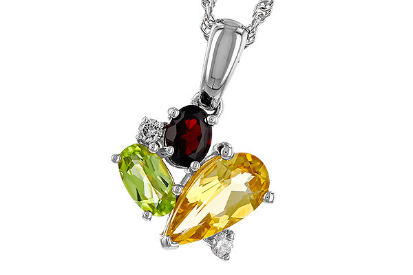 F302-67210: NECKLACE .79 SEMI PREC (CIT,PER,GAR) .82 TGW
