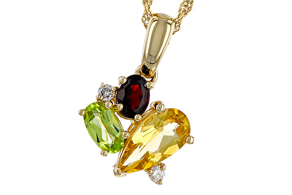 F302-67210: NECKLACE .79 SEMI PREC (CIT,PER,GAR) .82 TGW