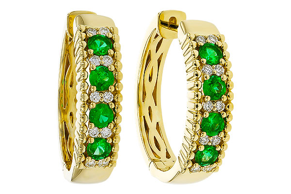 G302-72719: EARRINGS .33 TW EMERALD .45 TGW