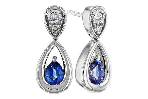 K302-67219: EARRINGS .42 SAPPHIRE .54 TGW (4x3 SAPP)