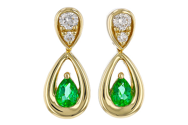 L302-68137: EARRINGS .20 EMERALD .32 TGW (4x3 EMER)