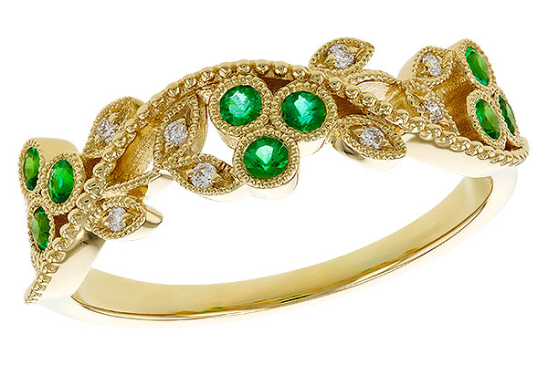 L302-72637: LDS WED RG .17 EMERALD TW .23 TGW